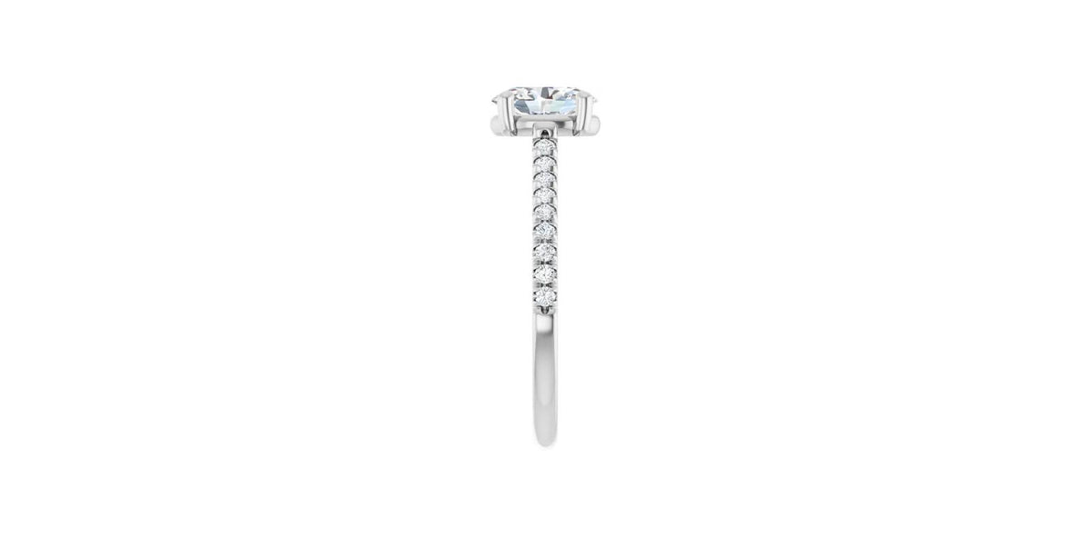Oval 1/4 CTW Natural Diamond Semi-Set Engagement Ring
