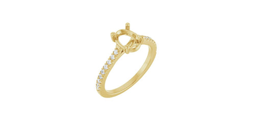 Oval 1/4 CTW Natural Diamond Semi-Set Engagement Ring