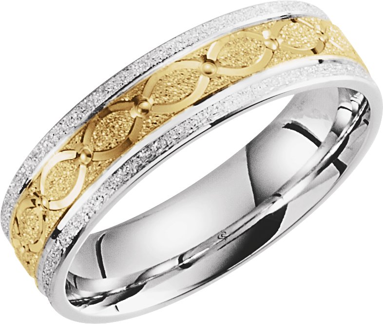 14K Two-Tone Gold Infinity-Inspired Comfort-Fit Flat Band