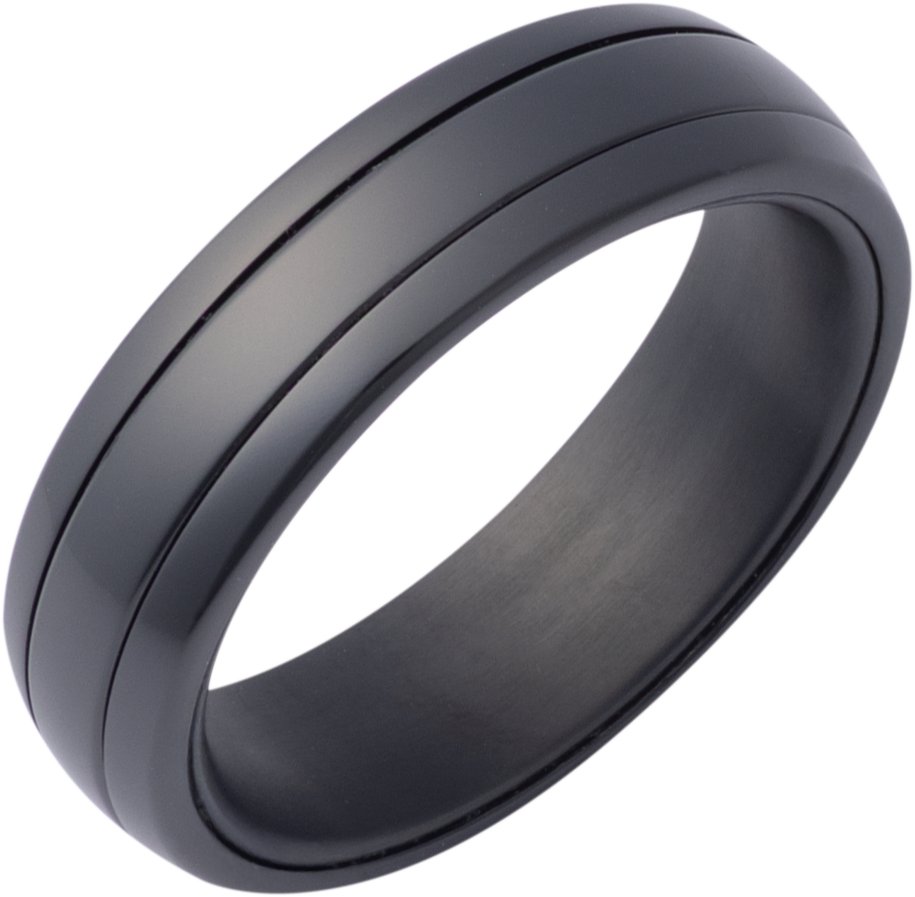 Zirconium Spinner Inlay Comfort-Fit Half-Round Band