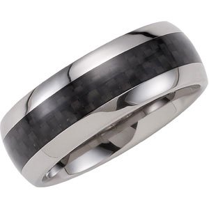 Tungsten Carbon Fiber Inlay Comfort-Fit Half Round Band