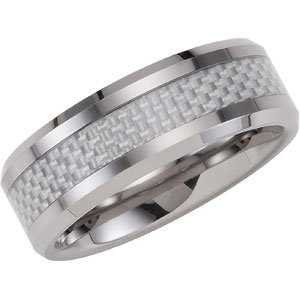 Tungsten Beveled-Edge Carbon Fiber Inlay Band