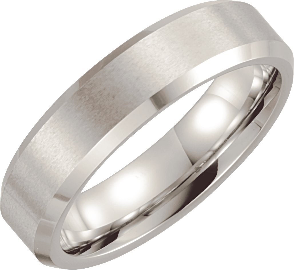 Cobalt Beveled-Edge Inlay Comfort-Fit Band with Satin Finish