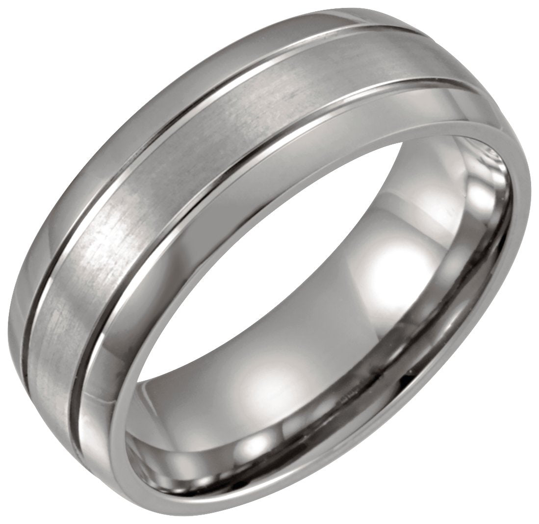 Titanium Grooved Inlay Half Round Band
