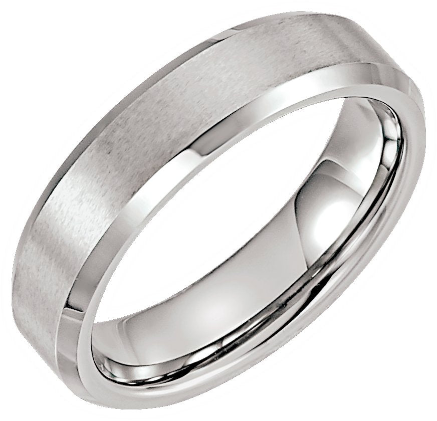 Tungsten Beveled-Edge Inlay Band with Satin Finish