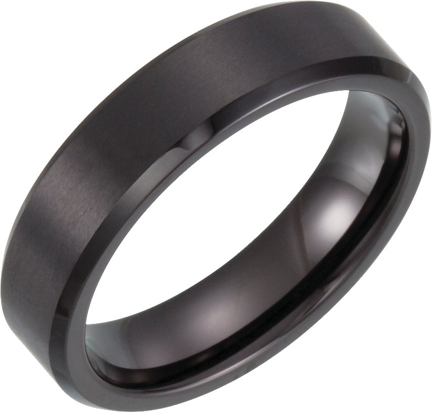 Black PVD Tungsten Beveled-Edge Inlay Band