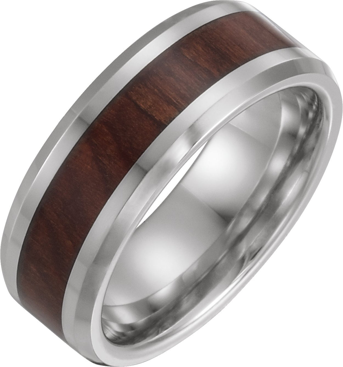 Cobalt Beveled-Edge Manmade Wood Inlay Comfort-Fit Band