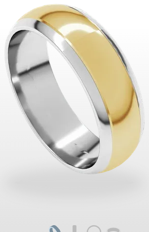 14K Two-Tone Gold Stepped Beveled-Edge Inlay Half Round Band
