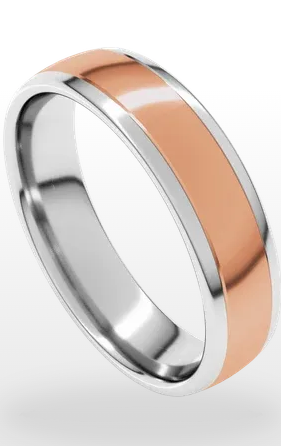 14K Two-Tone Gold Lightweight Inlay Comfort-Fit European-Style Band