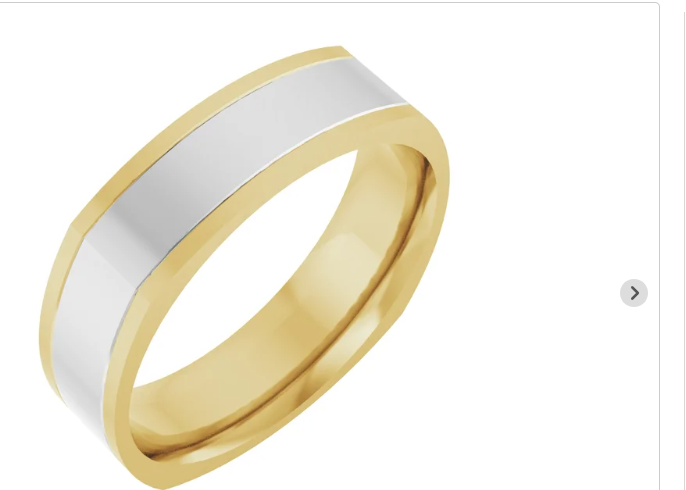 14K Two-Tone Gold Inlay Comfort-Fit Square Band