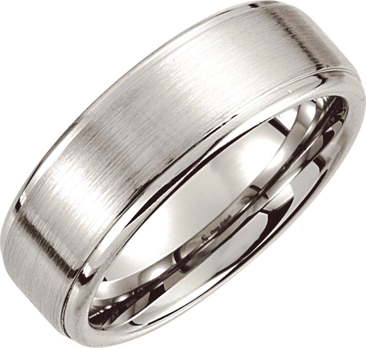 Cobalt Stepped-Edge Inlay Comfort-Fit Band with Satin Finish