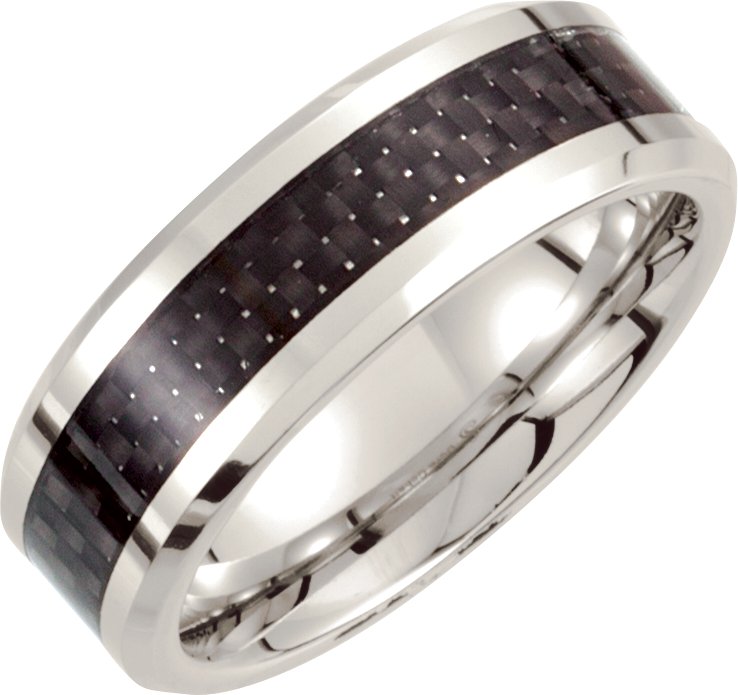 Cobalt Beveled-Edge Carbon Fiber Inlay Comfort-Fit Band
