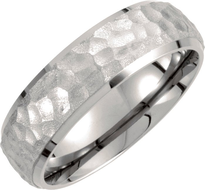 Titanium Beveled-Edge Inlay Band with Hammer Finish