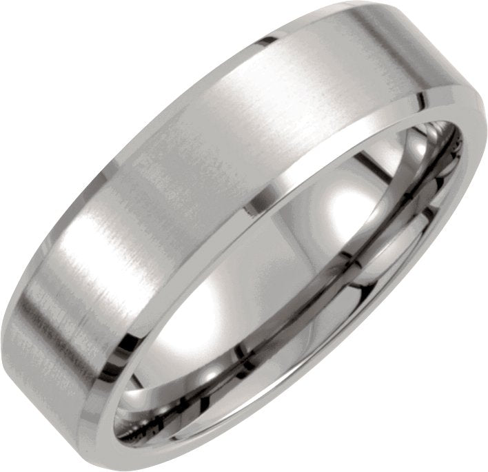 Titanium Beveled-Edge Inlay Comfort-Fit Band with Satin Finish