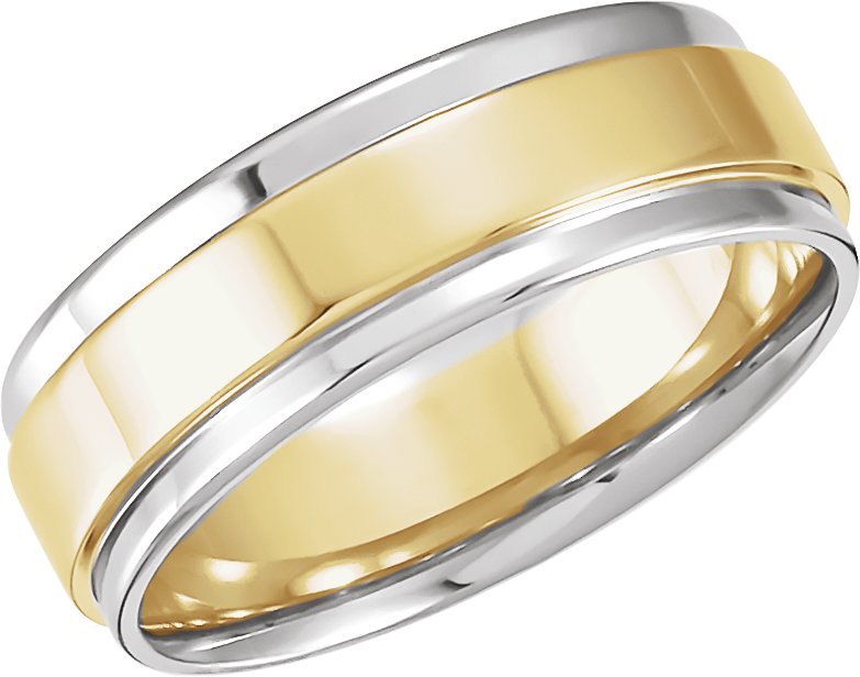 14K Tri-Color Gold Inlay Flat Comfort-Fit Band
