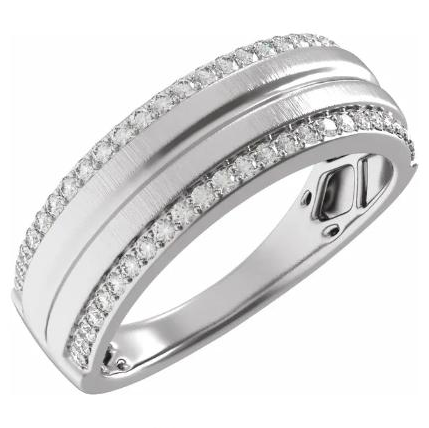 Accented Tapered Comfort-Fit Half Round Band with Satin Finish – 1/2 CTW Diamond