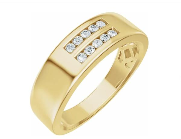 Accented Tapered Flat Band – 1/6 CTW Diamond