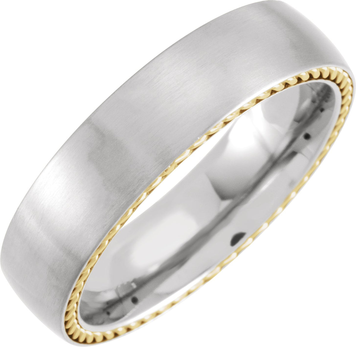 Titanium & 18K Yellow Gold PVD-Plated Rope Inlay Comfort-Fit Half Round Band