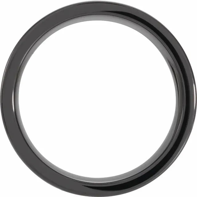 Black Ceramic Antler Wood Inlay Comfort-Fit Flat Band