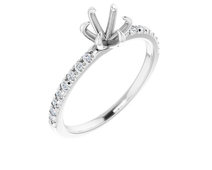 Claw-Prong French-Set Accented Engagement Ring