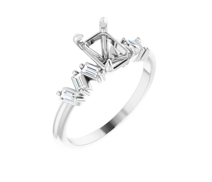 Accented Engagement Ring (Claw-Prong, Emerald)