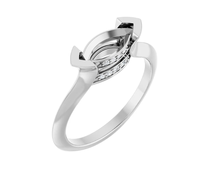 V-Prong Hidden Halo-Style Engagement Ring