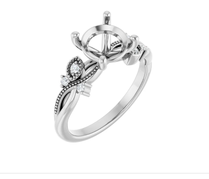 Accented Floral Engagement Ring