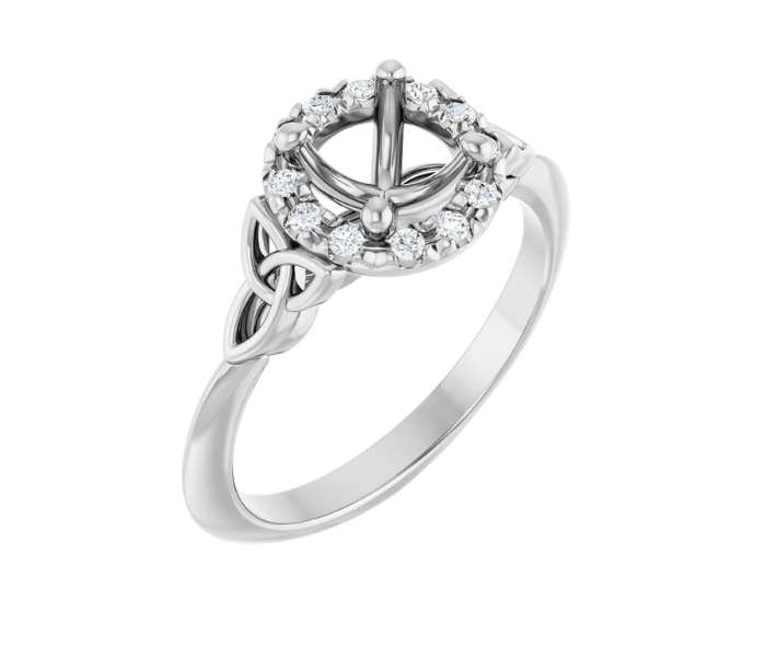 Halo-Style Celtic-Inspired Engagement Ring