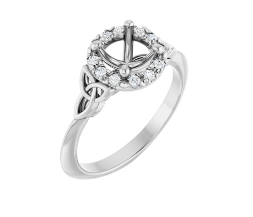 Halo-Style Celtic-Inspired Engagement Ring