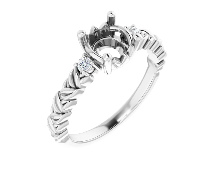 Accented Floral Engagement Ring