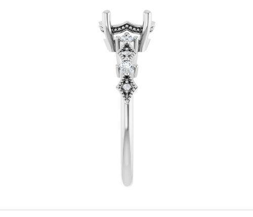 Oval 1/8 CTW Natural Diamond Semi-Set Engagement Ring