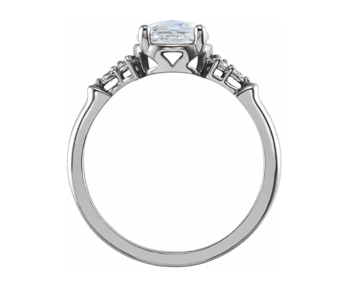 Rose-Cut Accented Engagement Ring