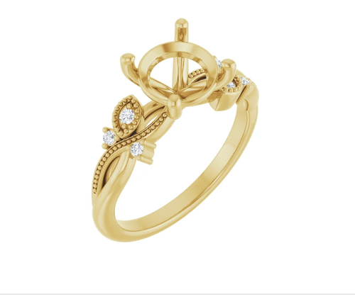 Accented Floral Engagement Ring