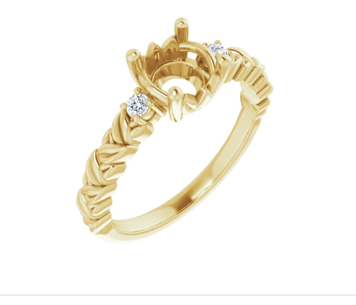 Accented Floral Engagement Ring