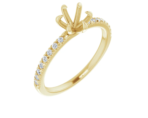 Claw-Prong French-Set Accented Engagement Ring