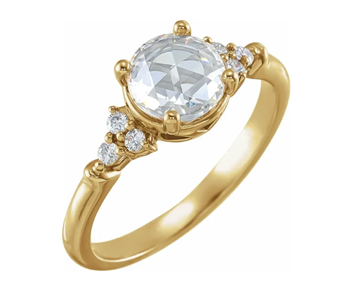 Rose-Cut Accented Engagement Ring