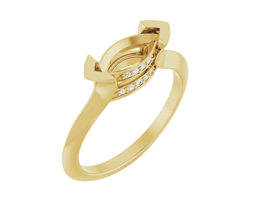 V-Prong Hidden Halo-Style Engagement Ring
